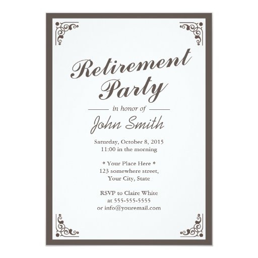 Elegant Art Deco Border Retirement Party 5x7 Paper Invitation Card | Zazzle