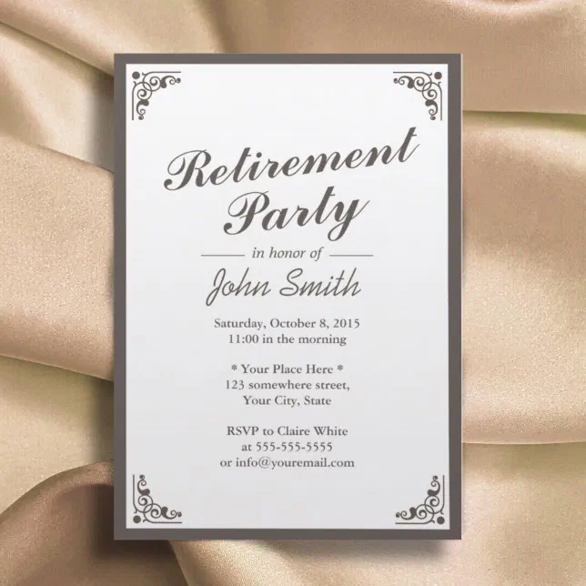 Elegant Art Deco Border Retirement Party Invitation | Zazzle