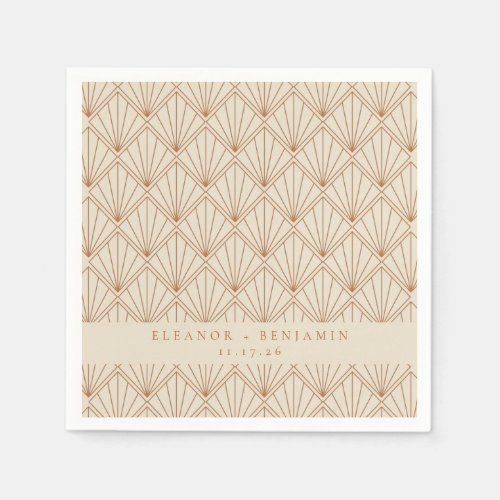 Elegant Art Deco Burnt Orange Custom Wedding  Napkins