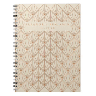 Elegant Art Deco Burnt Orange Custom Wedding  Notebook