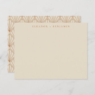 Elegant Art Deco Burnt Orange Wedding Custom Name Note Card