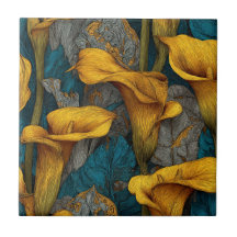 Elegant Art Deco Calle Lilies Tiles For Backsplash