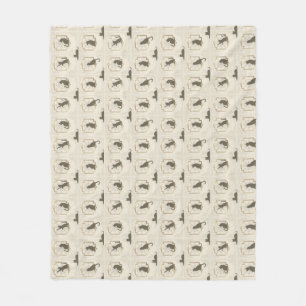 Elegant Art Deco Cats - Beige Fleece Blanket
