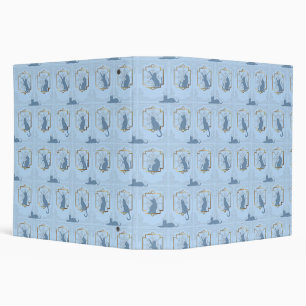 Elegant Art Deco Cats - Blue 3 Ring Binder