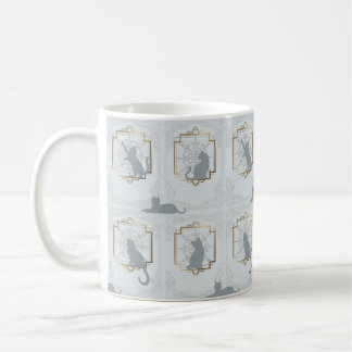Elegant Art Deco Cats - Light Gray Coffee Mug
