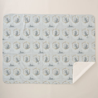 Elegant Art Deco Cats - Light Gray Sherpa Blanket