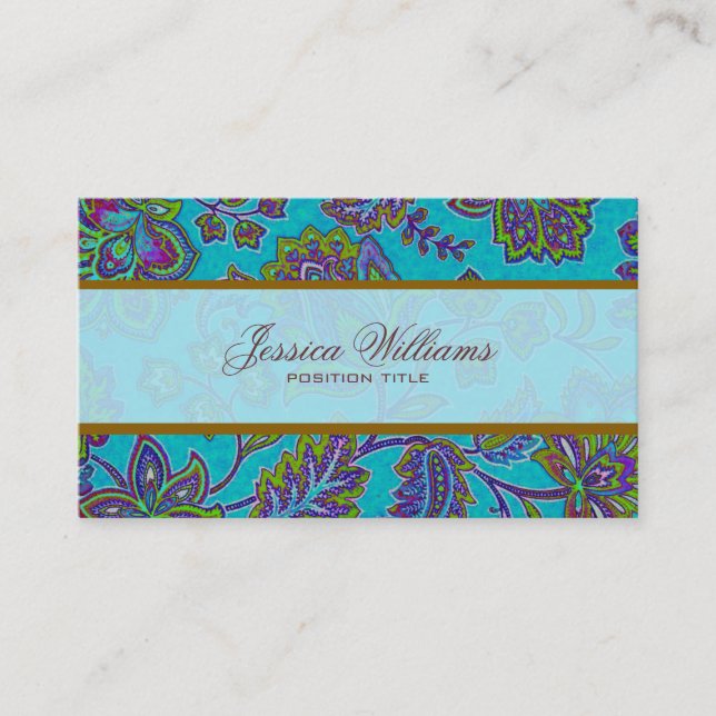 Elegant Art-Deco Colorful Paisley Business Card (Front)