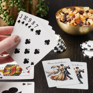 Elegant Art Deco couple add text Poker Cards
