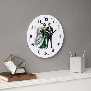 Elegant Art Deco couple Large Clock