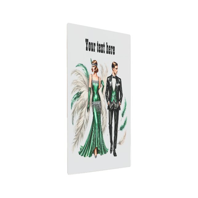 Elegant Art Deco couple metal wall Decor (Angled)
