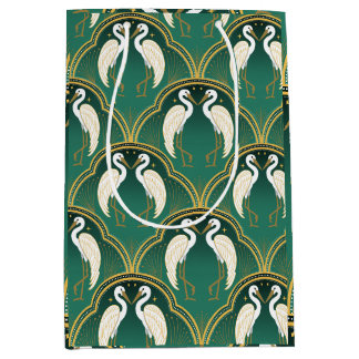 Elegant Art Deco Crane Pattern  Medium Gift Bag