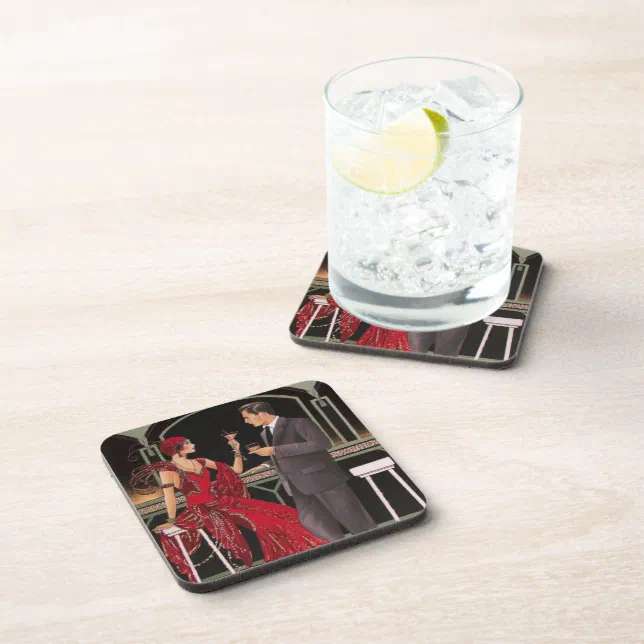 Elegant Art Deco Drinks at the Bar Coasters | Zazzle