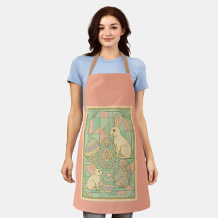 Elegant Art Deco Easter – Geometric Pastel Bunnies Apron