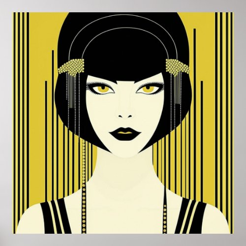 Elegant Art Deco Flapper  Poster