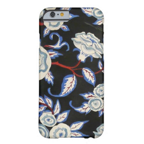 ELEGANT ART DECO FLORALBLUE WHITE ROSES IN BLACK BARELY THERE iPhone 6 CASE
