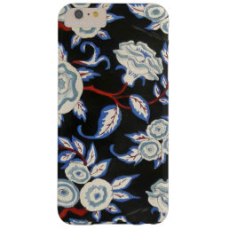 ELEGANT ART DECO FLORAL,BLUE WHITE ROSES IN BLACK BARELY THERE iPhone 6 PLUS CASE