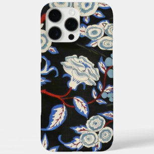 ELEGANT ART DECO FLORAL,BLUE WHITE ROSES IN BLACK iPhone 16 PRO MAX CASE