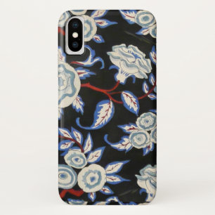 ELEGANT ART DECO FLORAL,BLUE WHITE ROSES IN BLACK iPhone X CASE