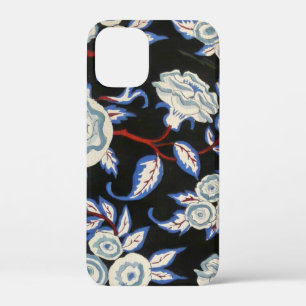 ELEGANT ART DECO FLORAL,BLUE WHITE ROSES IN BLACK iPhone 12 MINI CASE