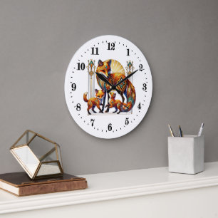 Elegant art deco fox large clock