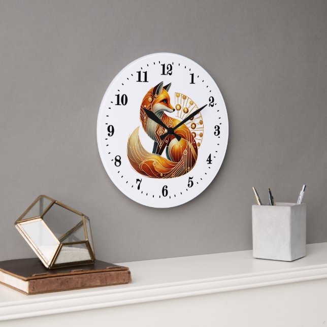 Elegant art deco fox large clock (Office)