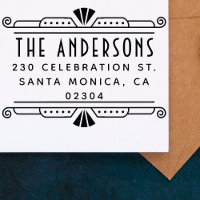 Elegant Art Deco Frame Family Name Return Address