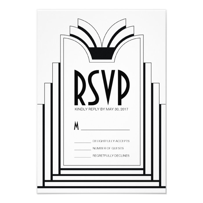 Elegant Art Deco Frame Retro Wedding RSVP Card