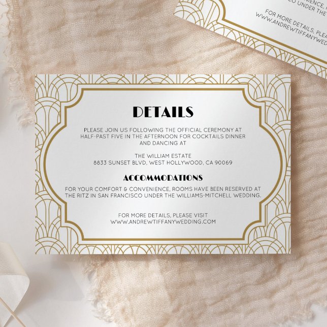 Elegant Art Deco Gatsby 1920s Wedding Details Enclosure Card (Creator Uploaded)