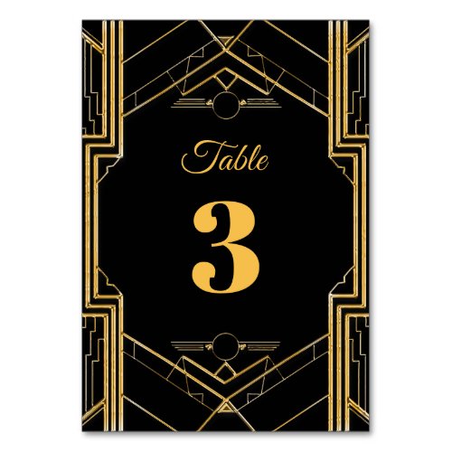 Elegant Art Deco Gatsby Wedding Table Number Card