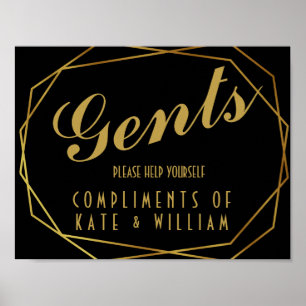 Elegant art deco Gents restroom sign