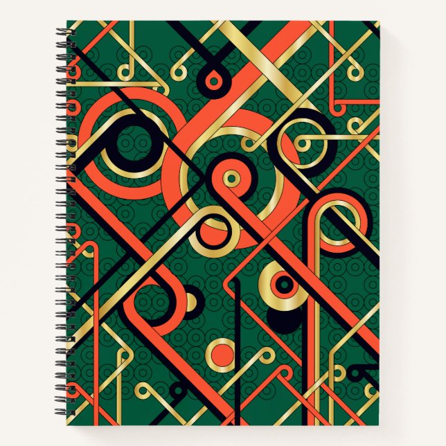 Elegant Art Deco Geometric Spiral Notebook (Front)