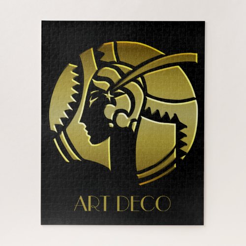 Elegant Art Deco Gold and Black 1920's Woman