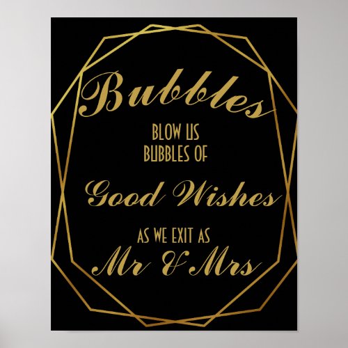 Elegant art deco Gold  Black bubble Poster