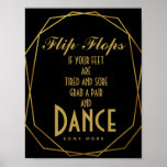 Elegant art deco Gold & Black flip flops Poster<br><div class="desc">Elegant art deco Gold & Black flip flops wedding sign</div>