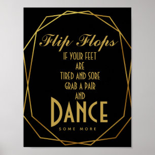 Elegant art deco Gold & Black flip flops Poster