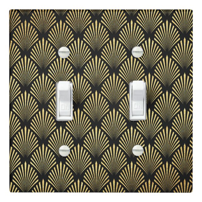 Elegant art deco gold black pattern switch cover (In Situ)