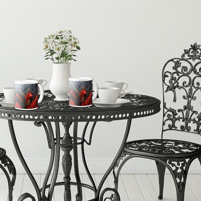  Elegant Art Deco Gold Black Red  Giant Coffee Mug (Creator Uploaded)