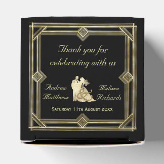 Elegant Art Deco Gold Black Wedding Favor Boxes
