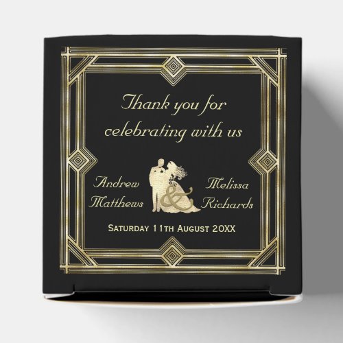 Elegant Art Deco Gold Black Wedding Favor Favor Boxes