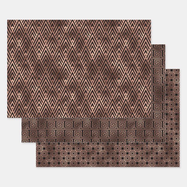 Elegant Art Deco Gold Patterns Wrapping Paper Sheets (Set)