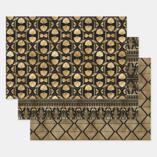 Elegant Art Deco Gold Patterns Wrapping Paper Sheets