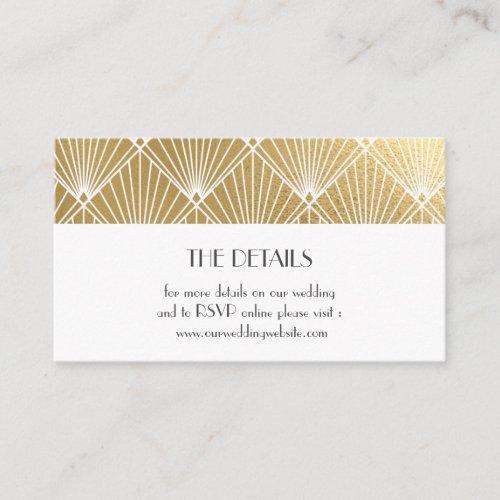 Elegant Art Deco Gold Wedding Website Enclosure Card