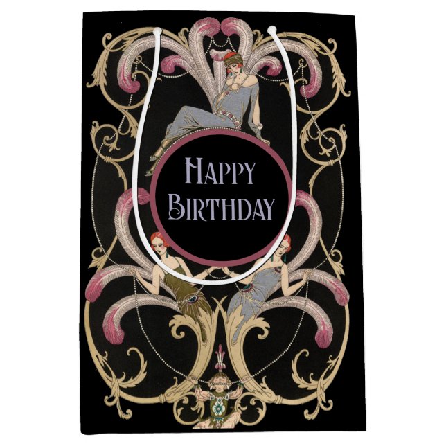 Elegant art deco ladies medium gift bag (Front)