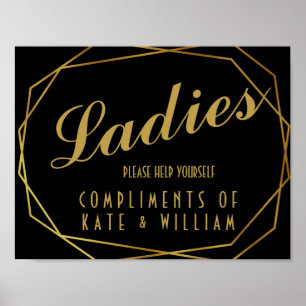 Elegant art deco ladies restroom sign- toiletries poster