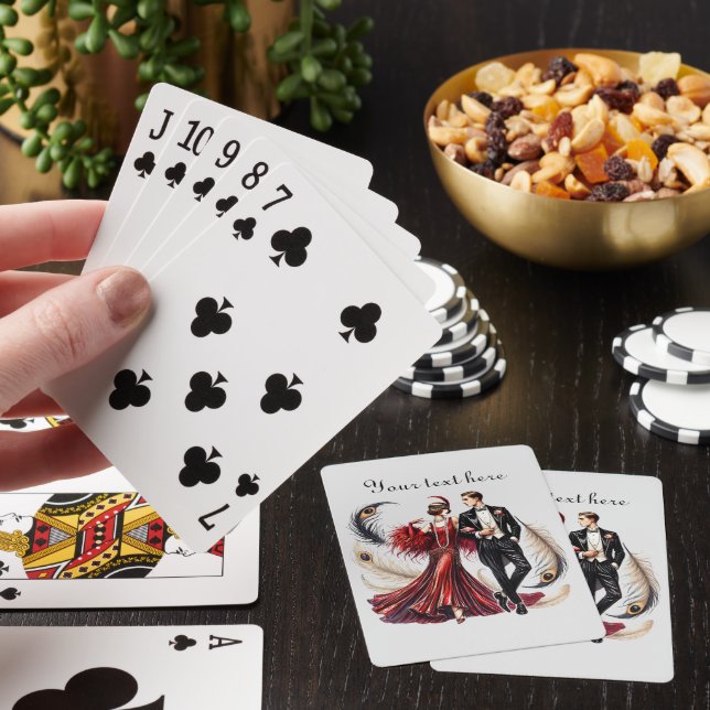 Elegant Art Deco lady add text  Poker Cards (In Situ)