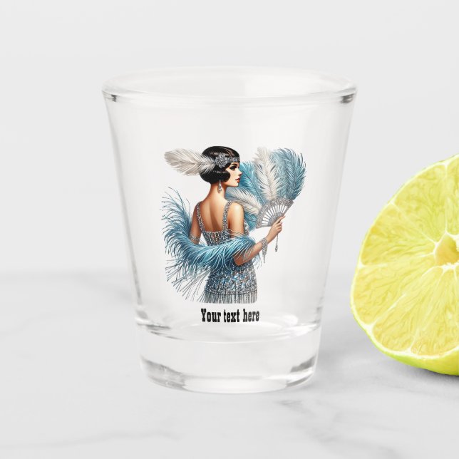 Elegant Art Deco lady customizable Shot Glass (Front)
