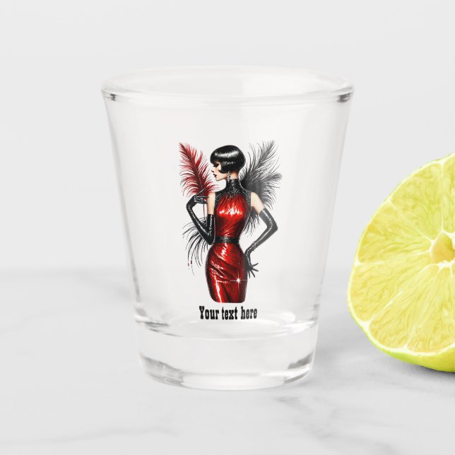 Elegant Art Deco lady customizable  Shot Glass (Front)