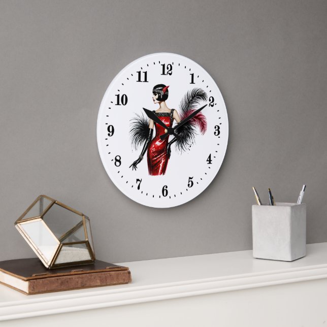Elegant Art Deco lady Large Clock (Office)