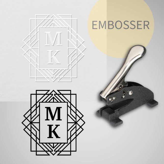 Elegant Art Deco Monogrammed Embosser (Elegant Art Deco monogram embosser with timeless lines, refined symmetry, and luxurious detail.)