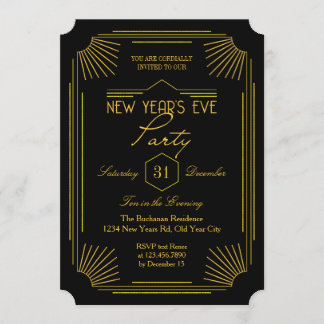 Elegant Art Deco New Year's Eve Party Invitation